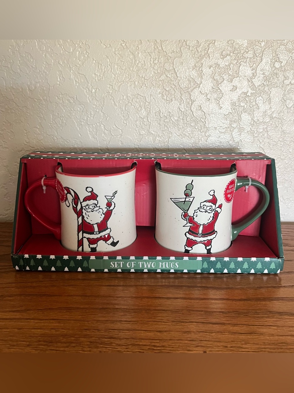 Peppermint & Pine Set of 2 Christmas Santa Claus with Martini Mugs